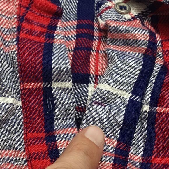 Love, Fire Plaid Button Down Shirt In Red (C15) - Picture 7 of 7